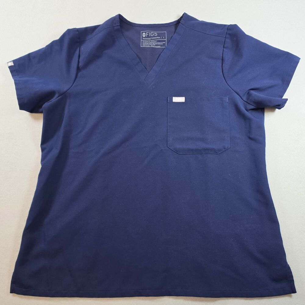 FIGS Scrub Set Size L Navy Blue V-Neck Medical Scrubs - 0107